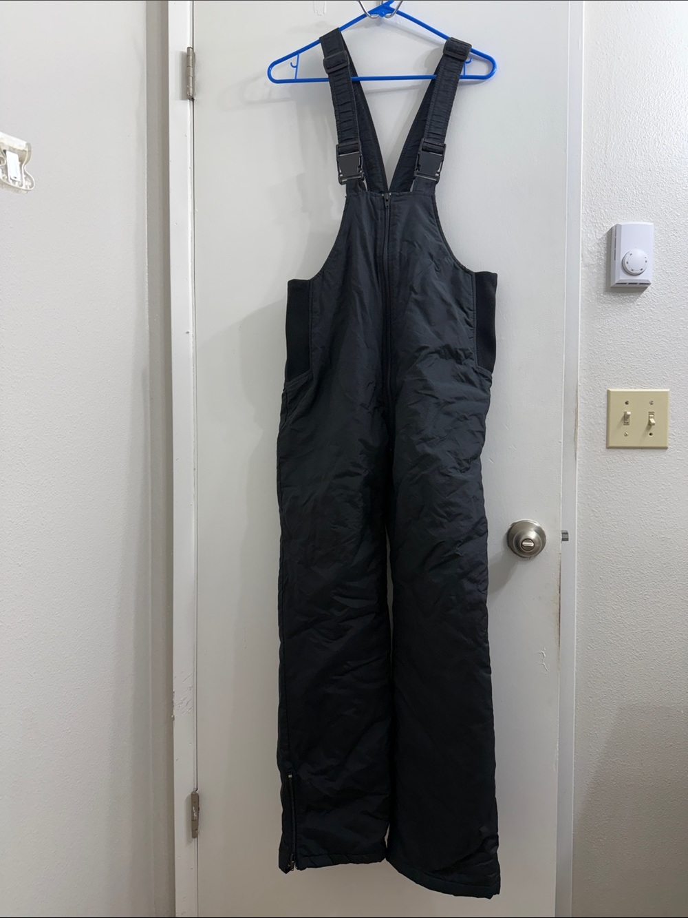 Black Insulated Ski Bib Overalls with Adjustable Straps